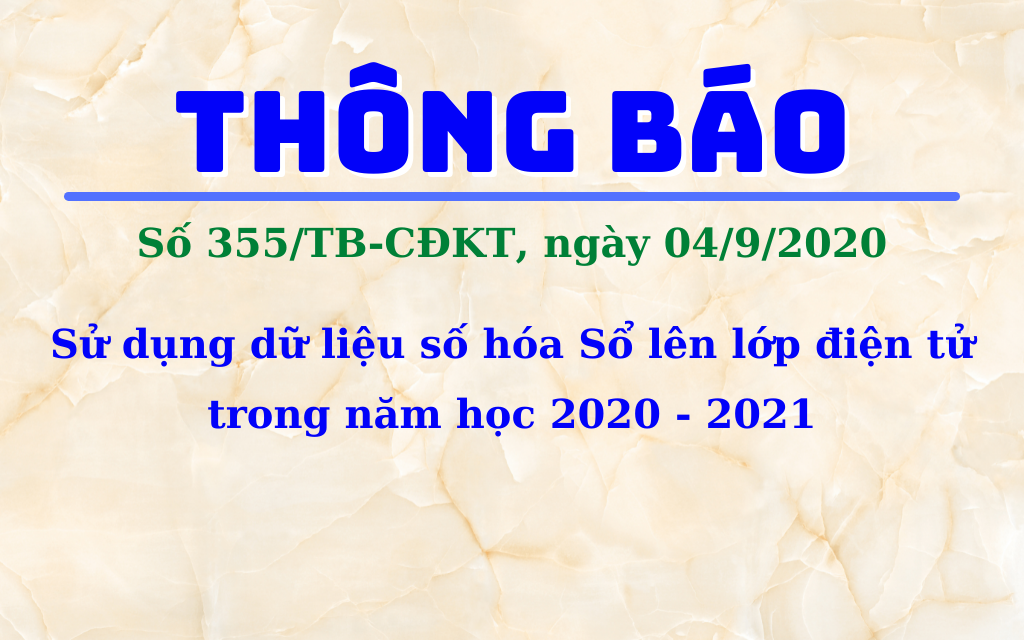 Thông báo Sử dụng dữ liệu số hóa Sổ lên lớp điện tử trong năm học 2020 - 2021